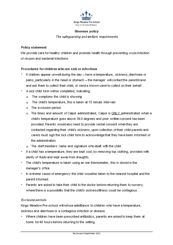 The Safeguarding and Welfare Requirements