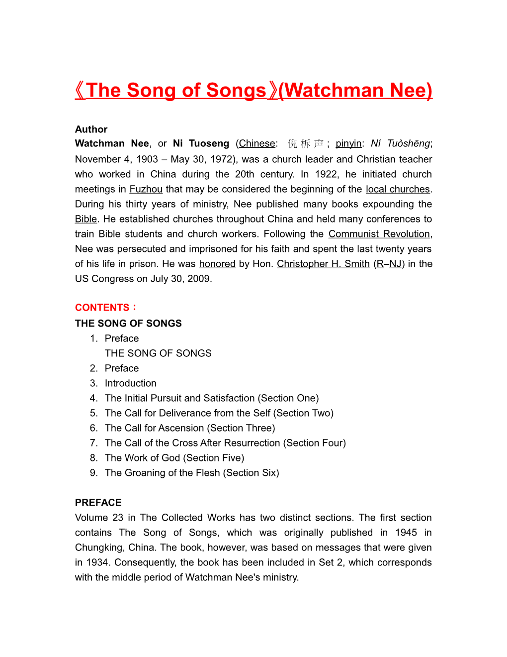The Song of Songs (Watchman Nee)