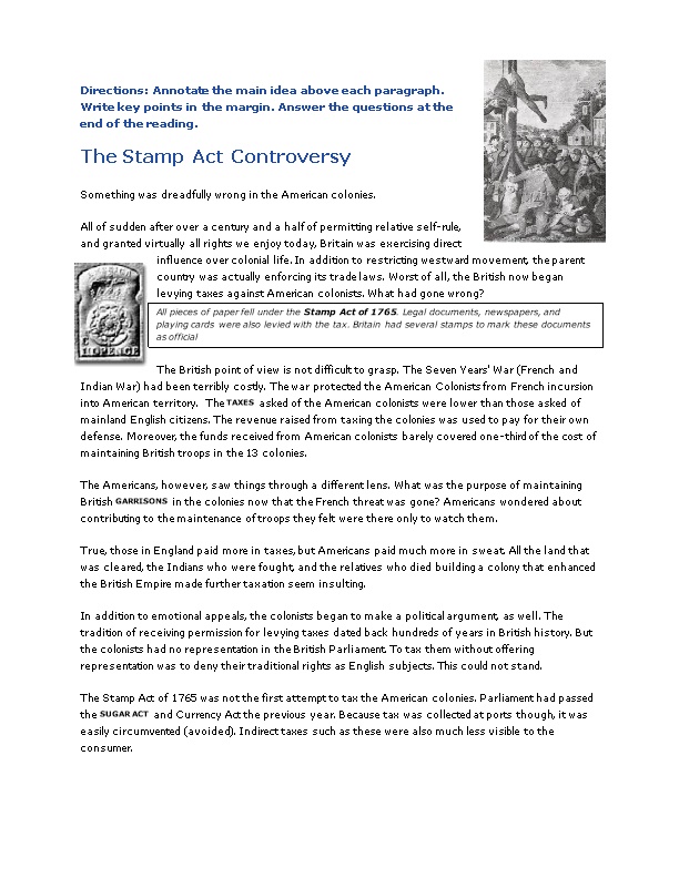 The Stamp Act Controversy