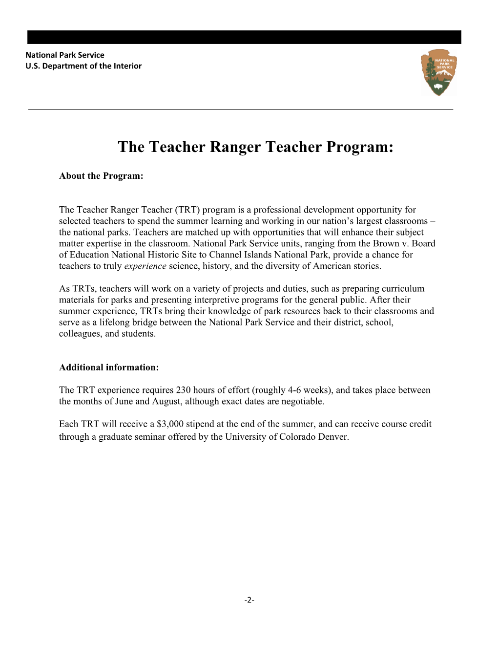 The Teacherranger Teacher Program