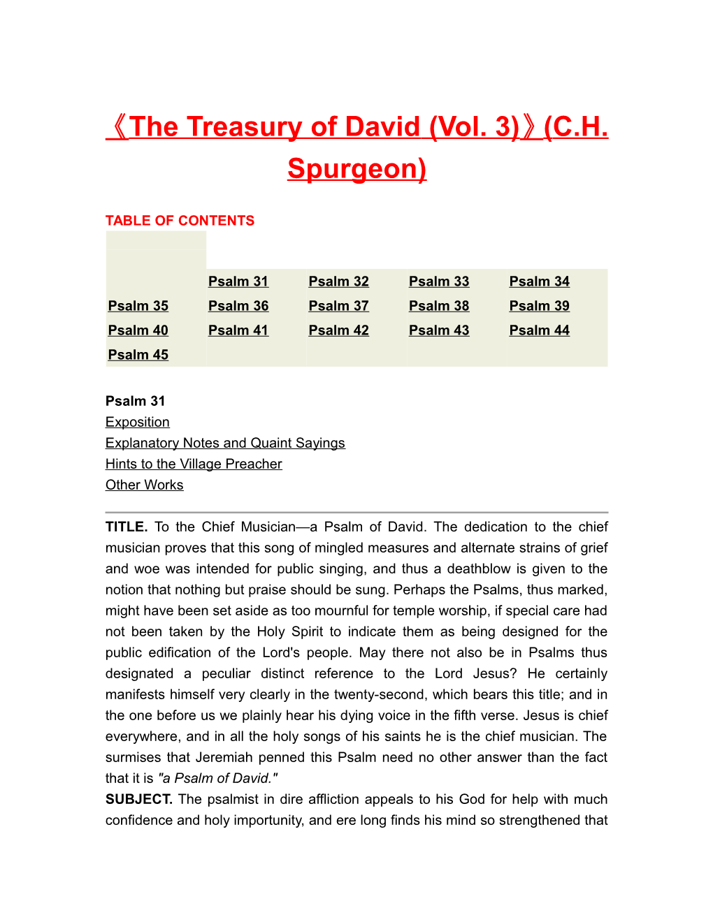 The Treasury of David (Vol. 3) (C.H. Spurgeon)
