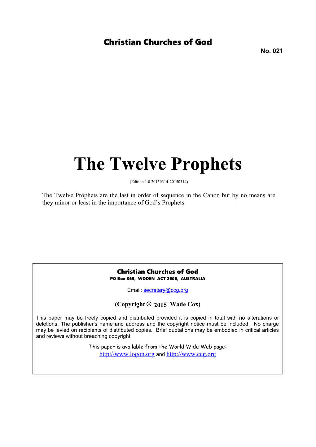 The Twelve Prophets (No. 021)
