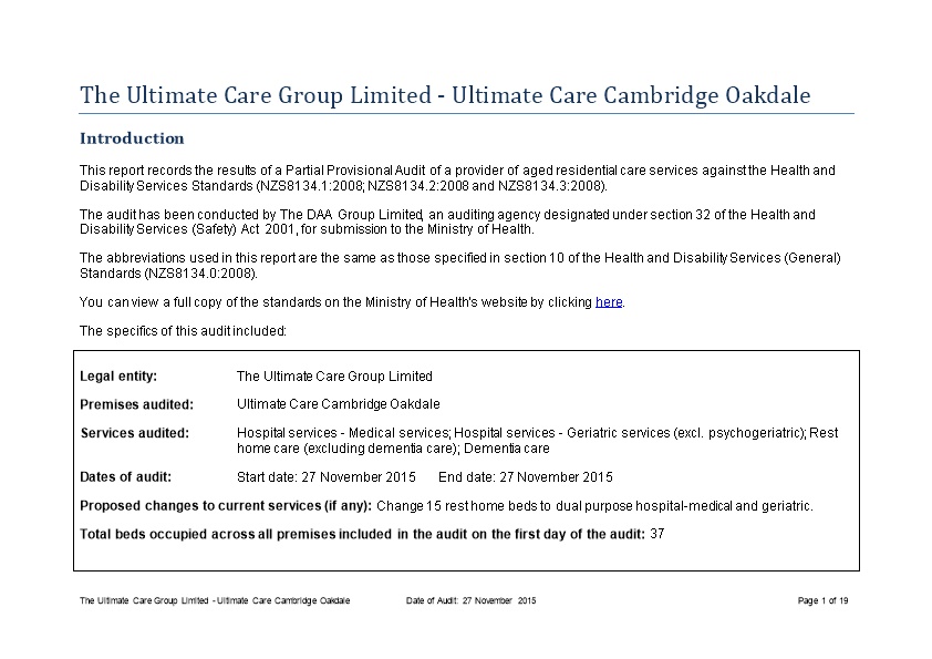 The Ultimate Care Group Limited - Ultimate Care Cambridge Oakdale
