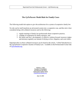 The Uptoparents Model Rule for Cooperation in Family Cases