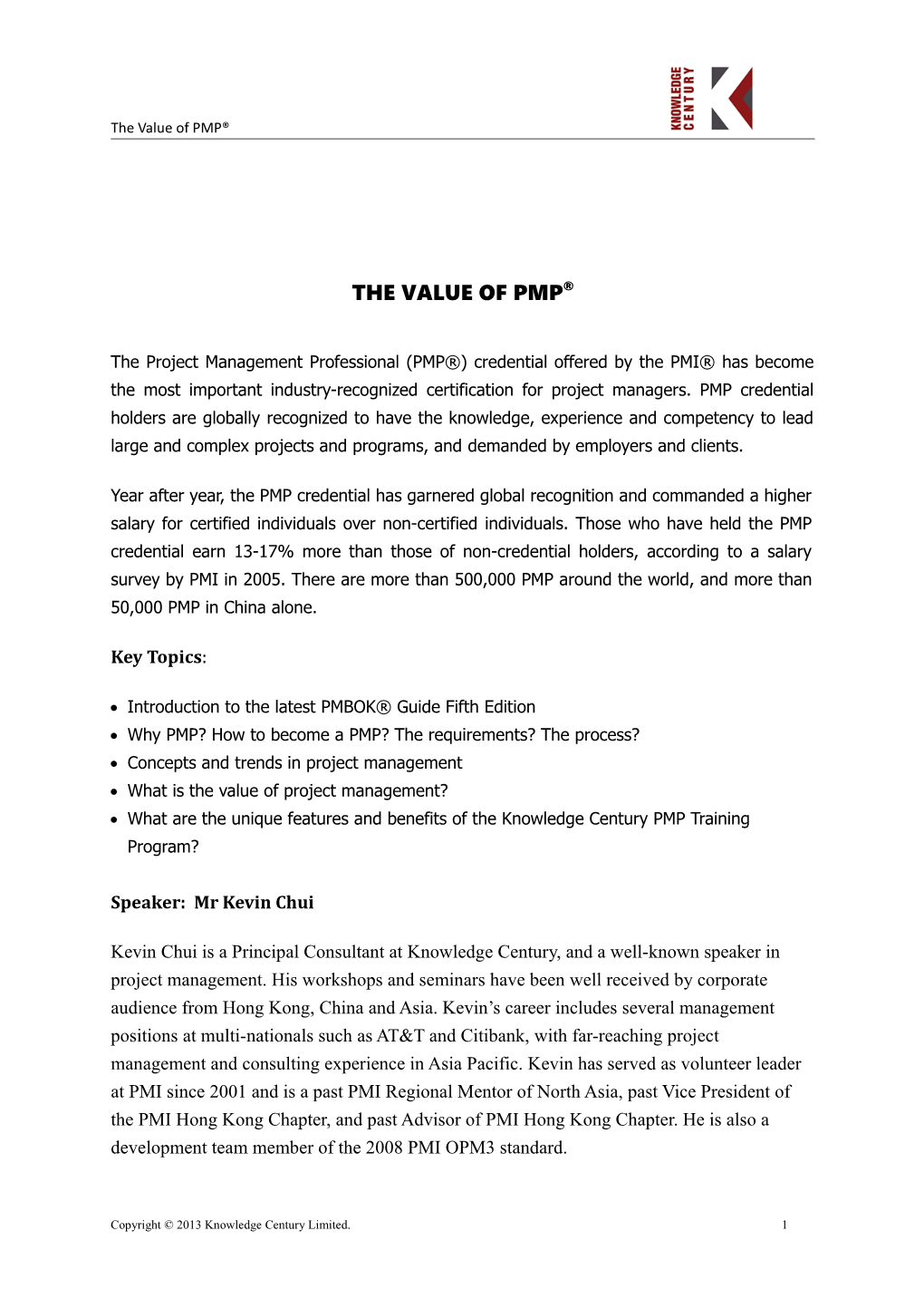 The Value of PMP