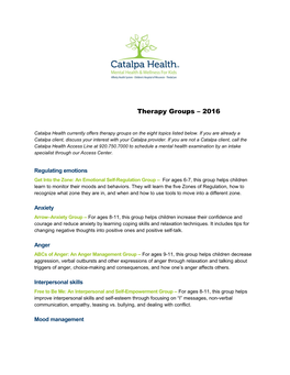 Therapy Groups 2016