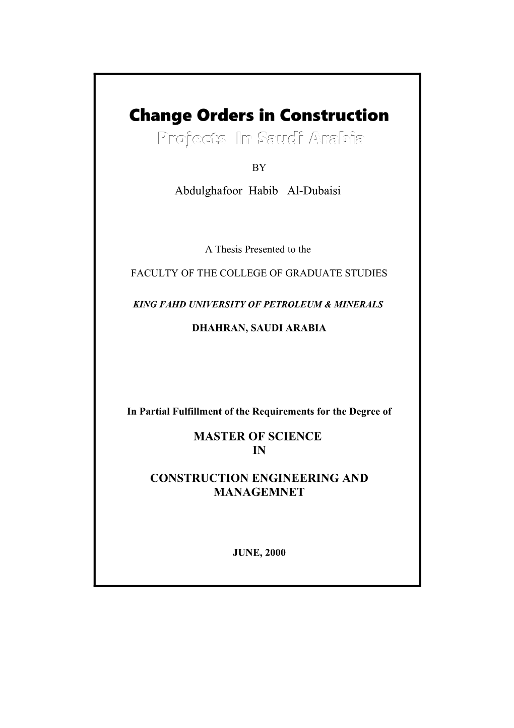 Thesis- Change Management