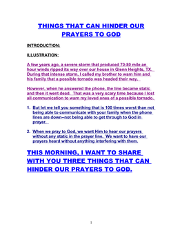 Things That Can Hinder Our Prayers to God