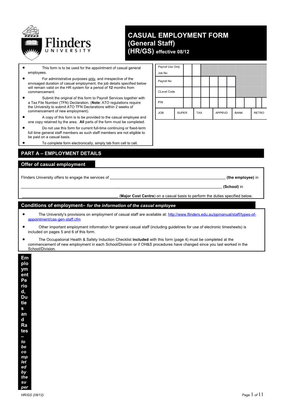This Form Is to Be Used for the Appointment of Casual General Employees