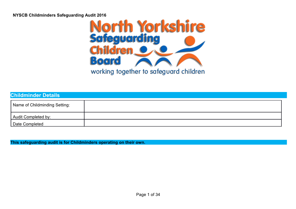 This Safeguarding Audit Is for Childminders Operating on Their Own