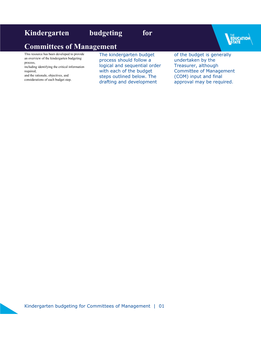 Tip Sheet 7 - Kindergarten Budgeting for Committees of Management