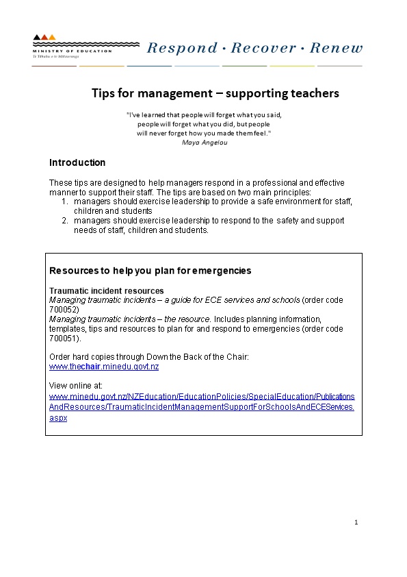 Tips for Management - Supporting Teachers
