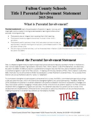 Title I Parental Involvement Statement FY16