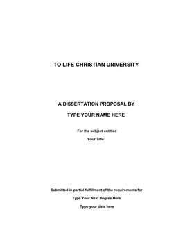To Life Christian University