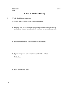 TOPIC 7: Quality Writing