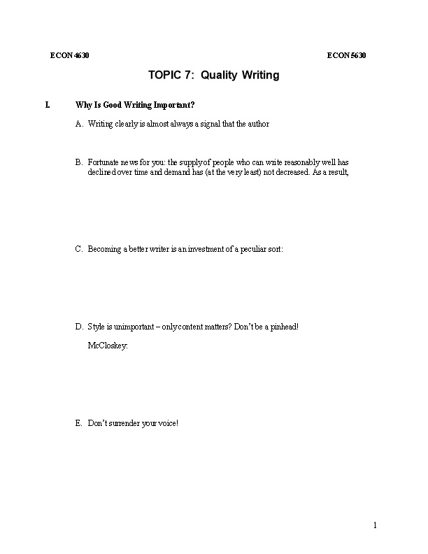 TOPIC 7: Quality Writing