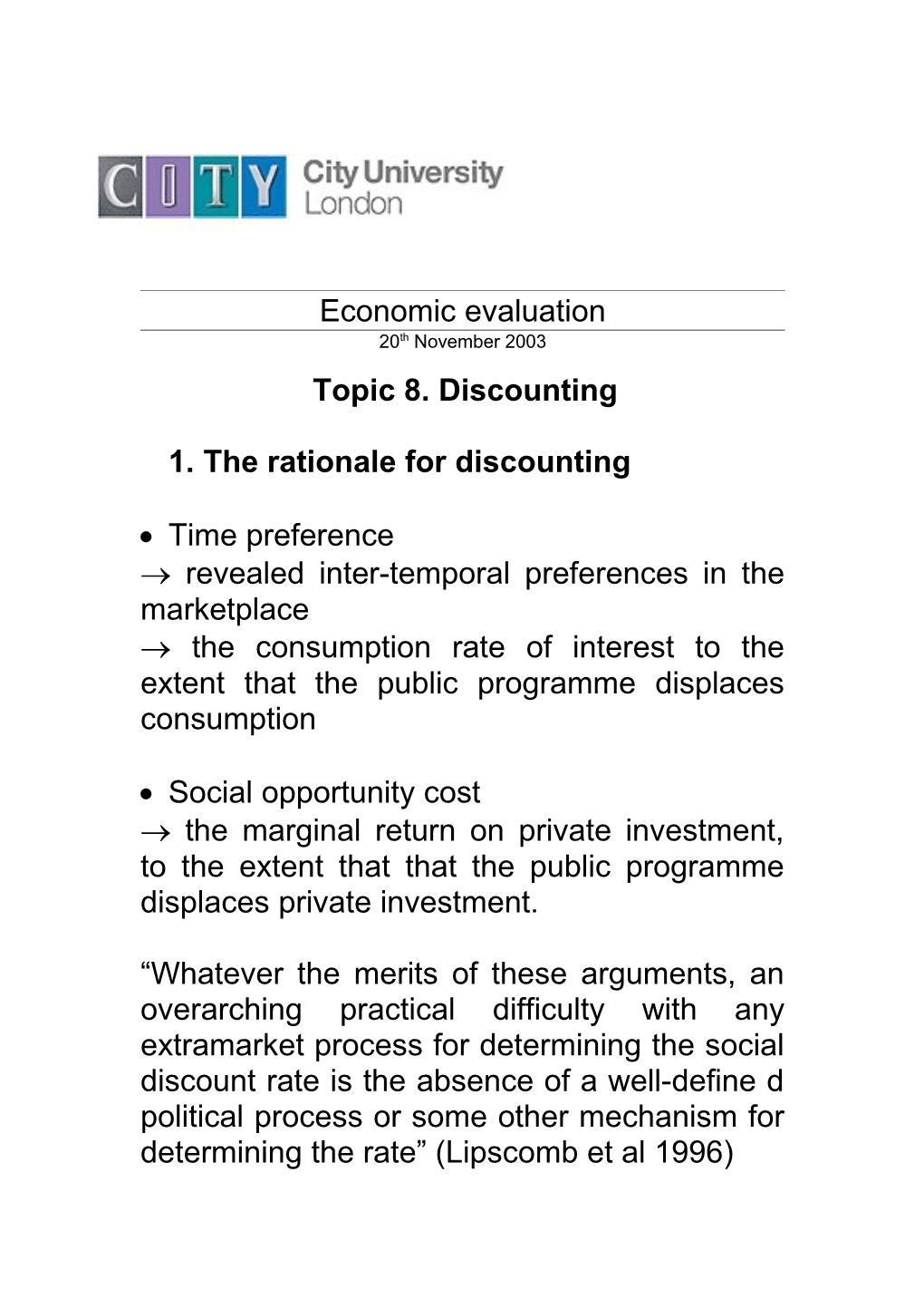 Topic 8. Discounting