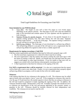 Total Legal Guidelines for Executing Your Utah Will