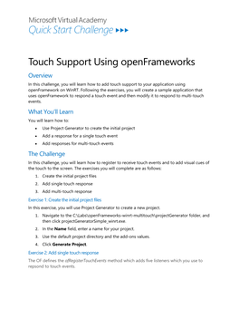 Touch Support Using Openframeworks