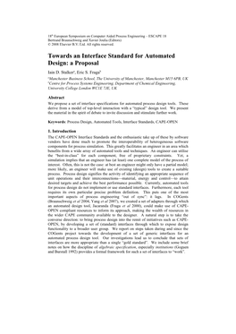 Towards an Interface Standard for Automated Design: a Proposal