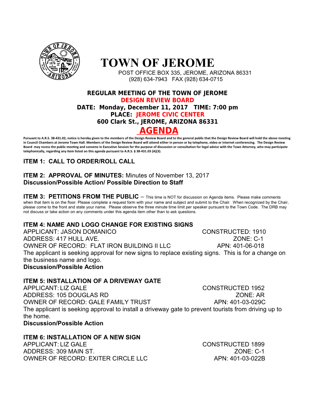 Town of Jerome, Arizona