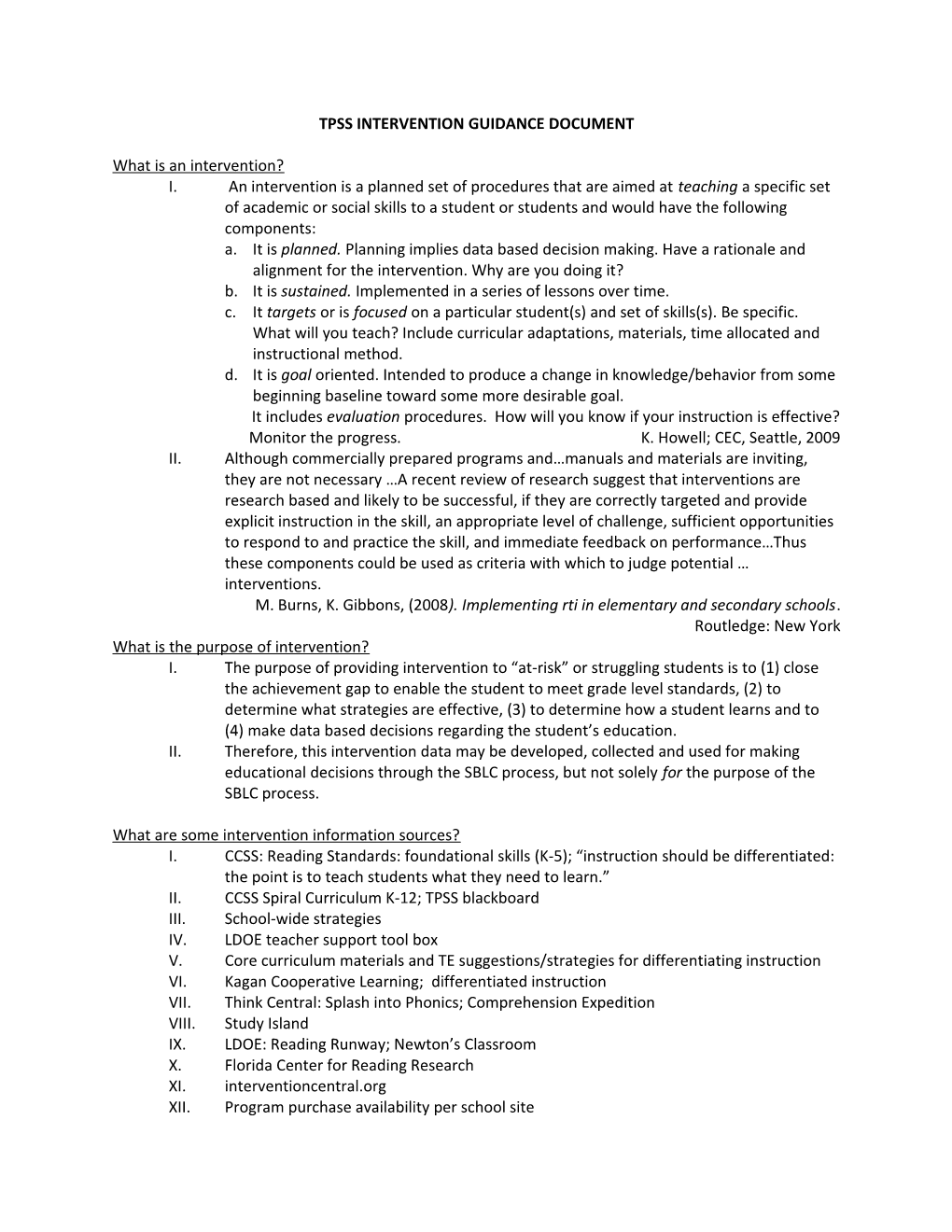 Tpss Intervention Guidance Document