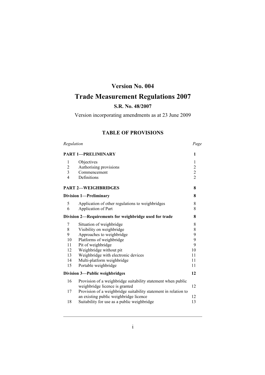 Trade Measurement Regulations 2007