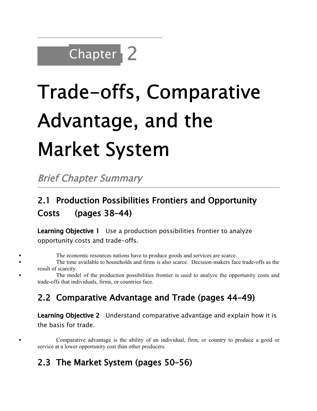 Trade-Offs, Comparative Advantage, and the Market System