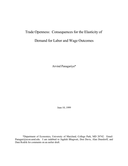 Trade Openness: Consequences for the Elasticity Of