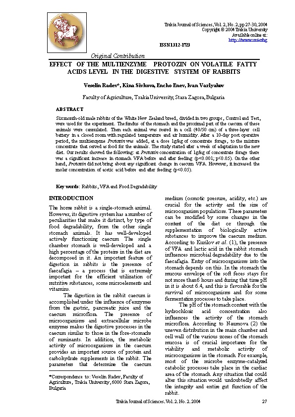 Trakia Journal of Sciences, Vol. 2, No. 2, Pp 27-30, 2004
