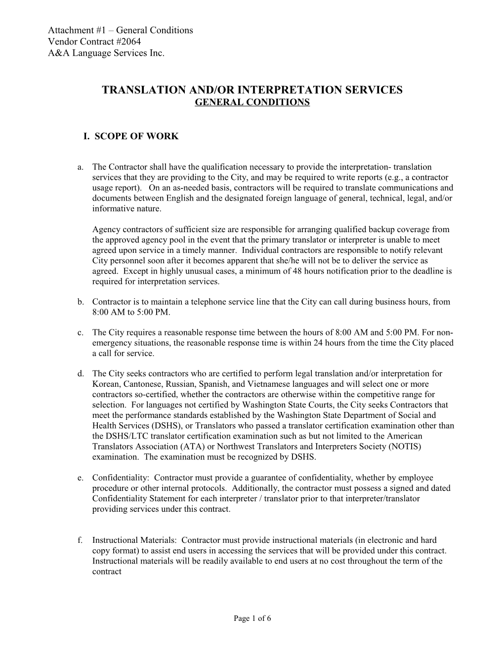 Translation And/Or Interpretation Services