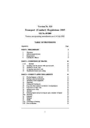 Transport (Conduct) Regulations 2005