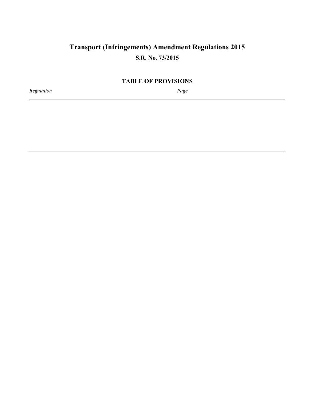 Transport (Infringements) Amendment Regulations 2015