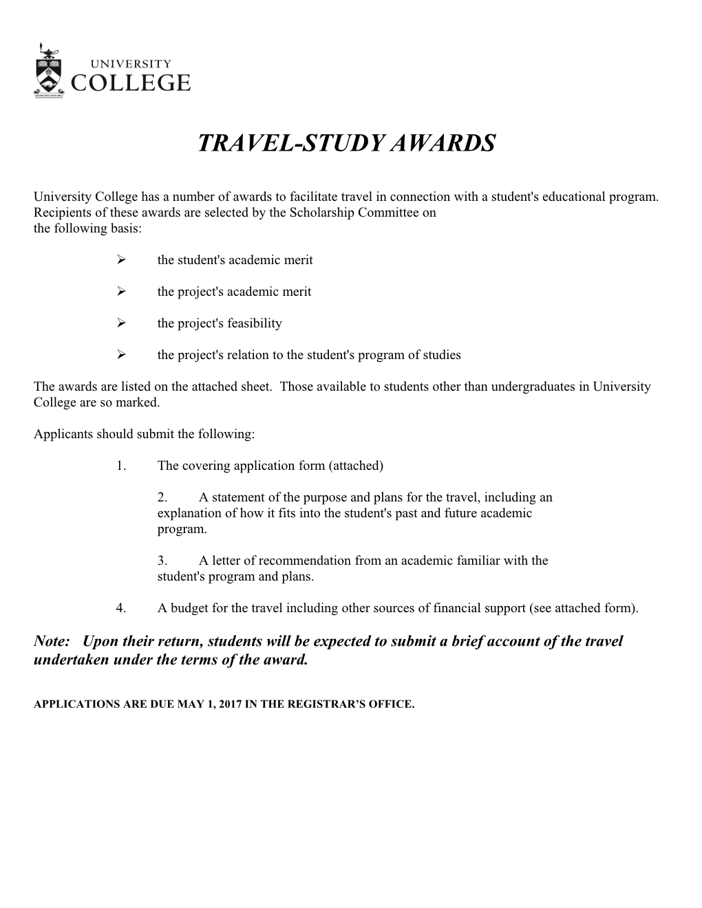 Travel-Study Awards