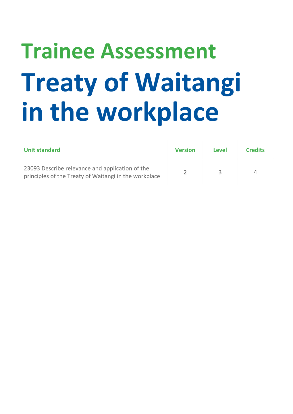 Treaty of Waitangi in the Workplace