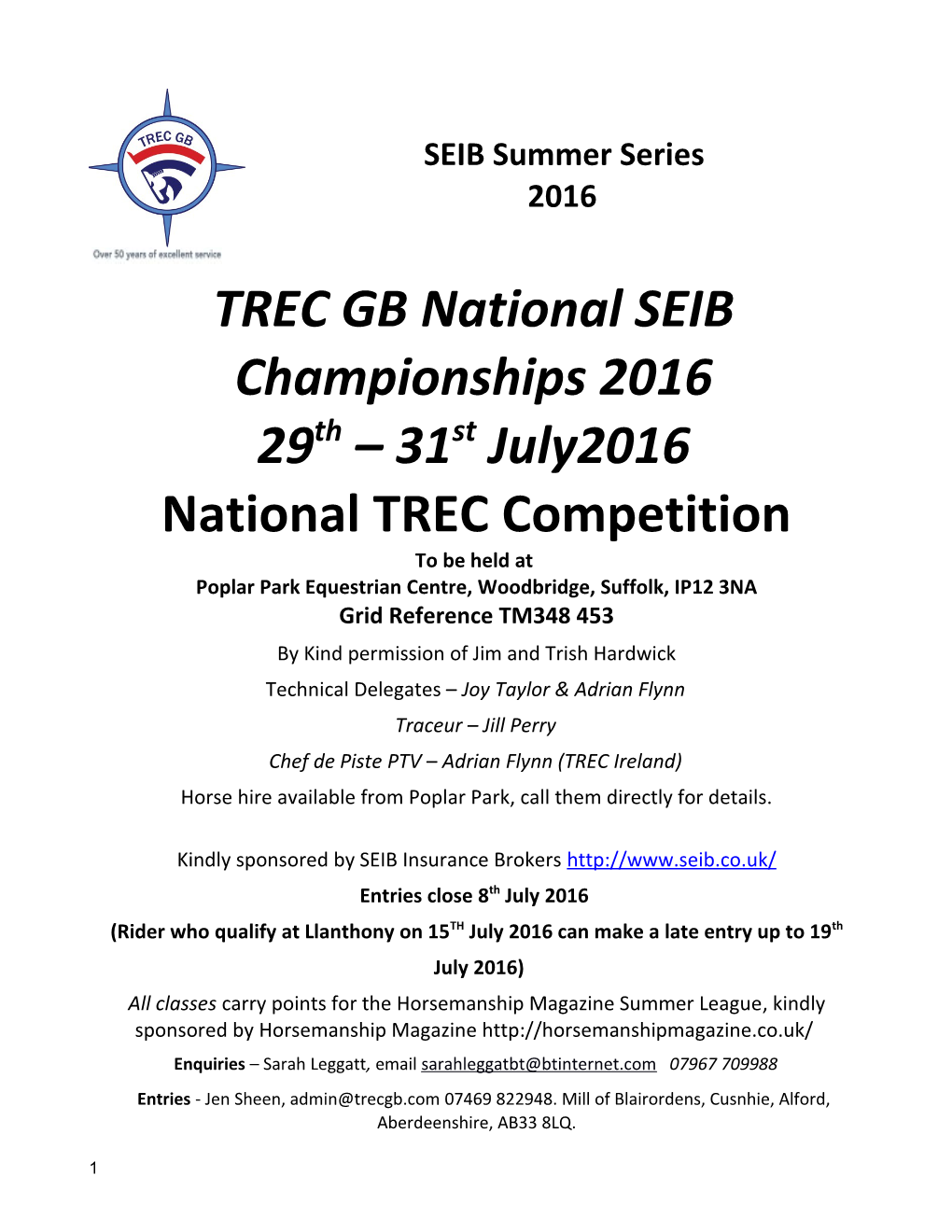 TREC GB National SEIB Championships 2016