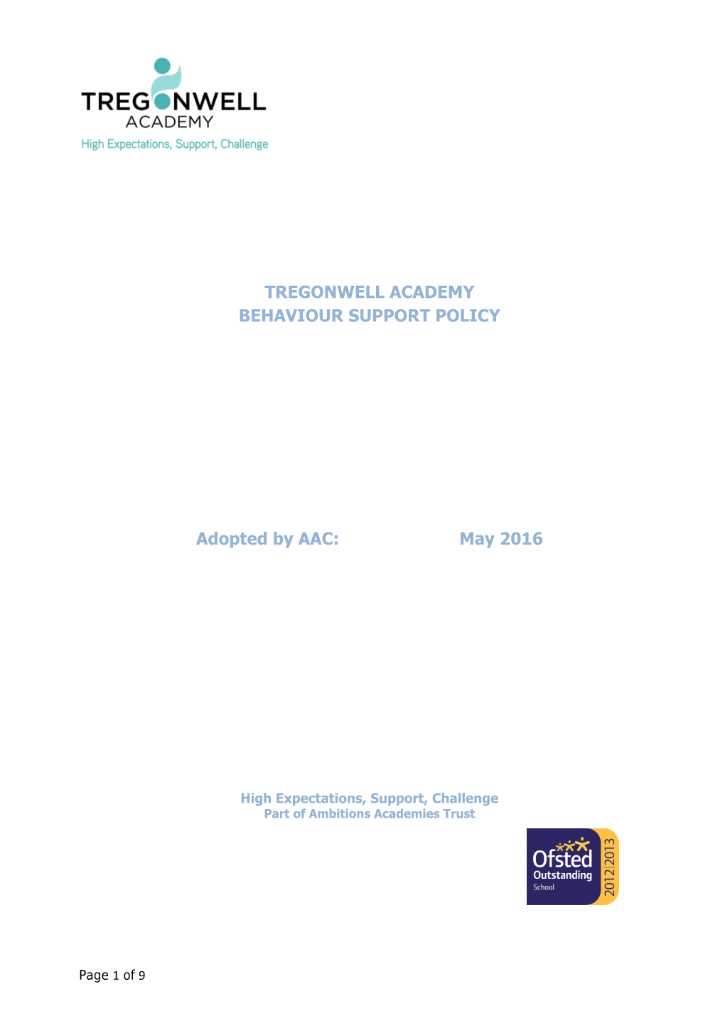 Tregonwell Academy Behaviour Policy