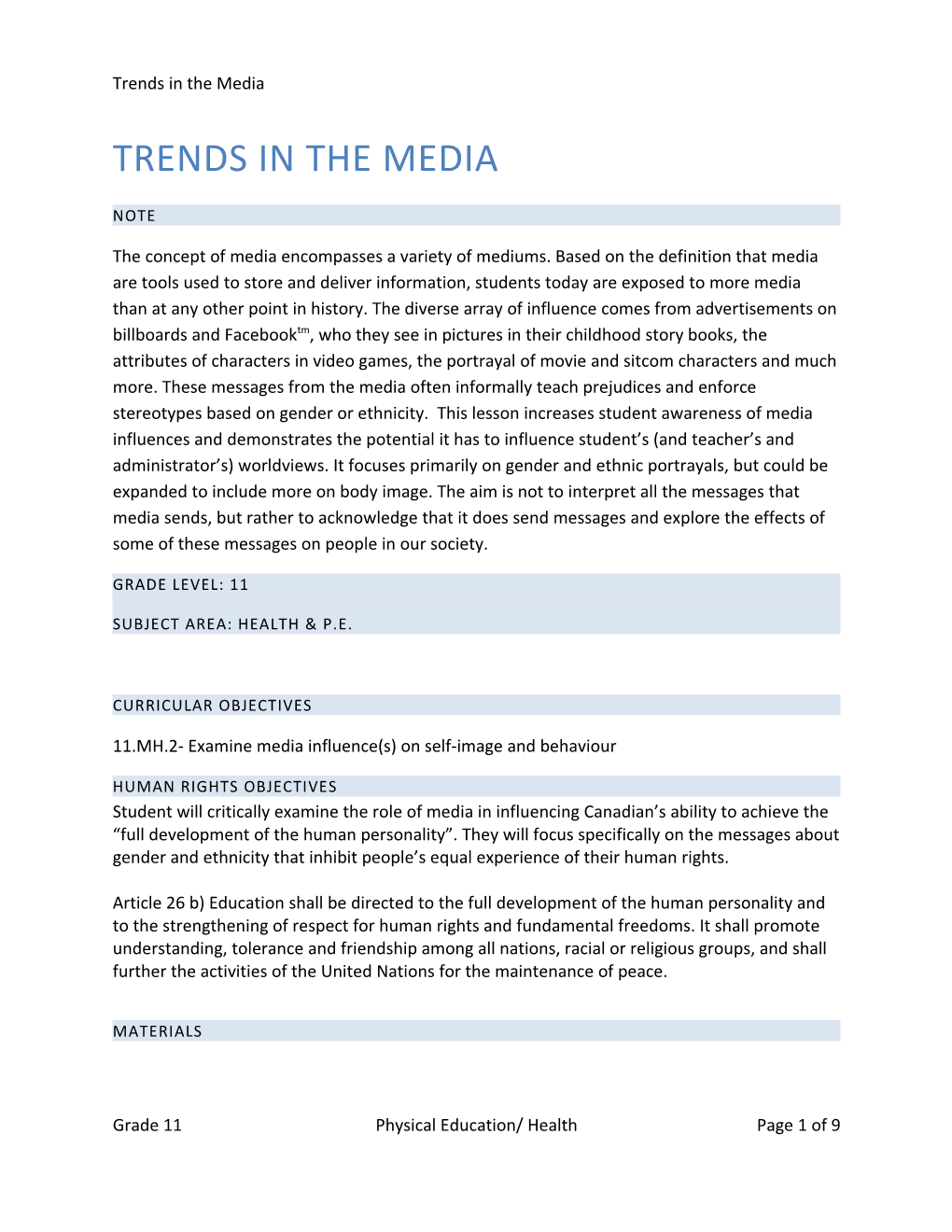 Trends in the Media