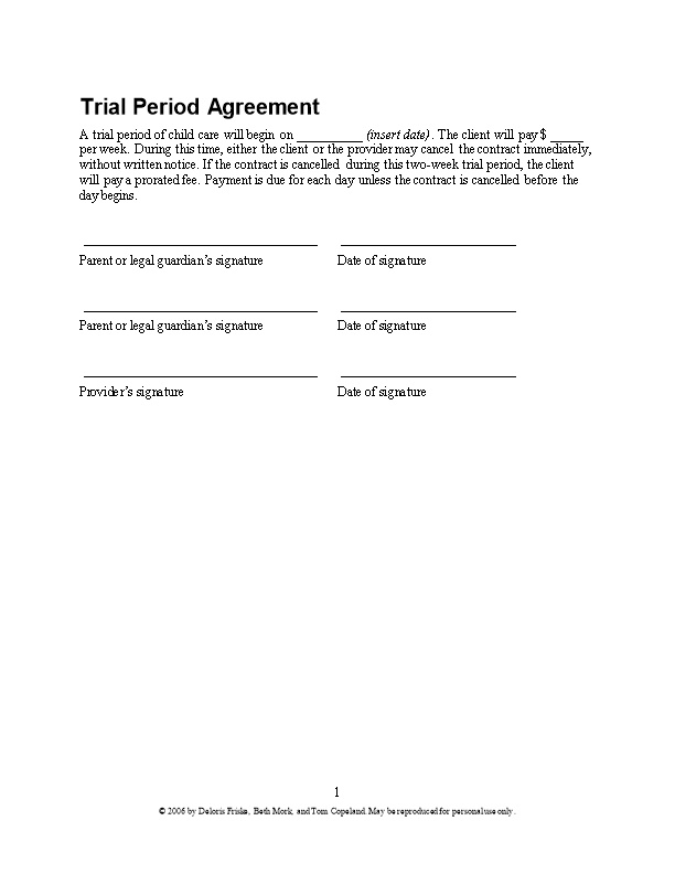 Trial Period Agreement