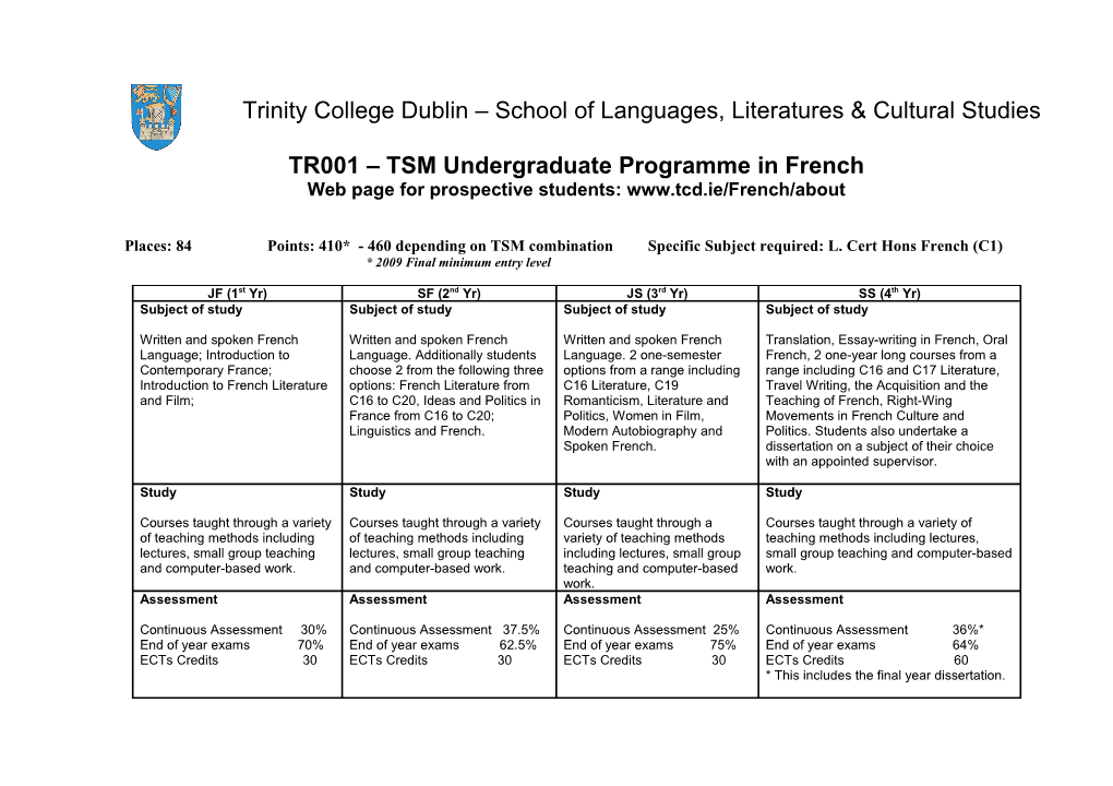 Trinity College Dublin School of Languages, Literatures & Cultural Studies