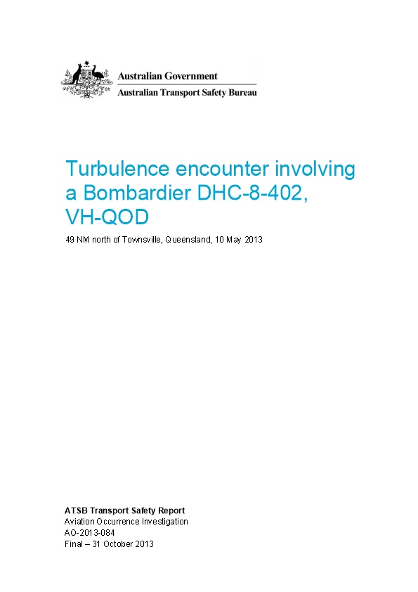 Turbulence Encounter Involving a Bombardier DHC8402, VHQOD