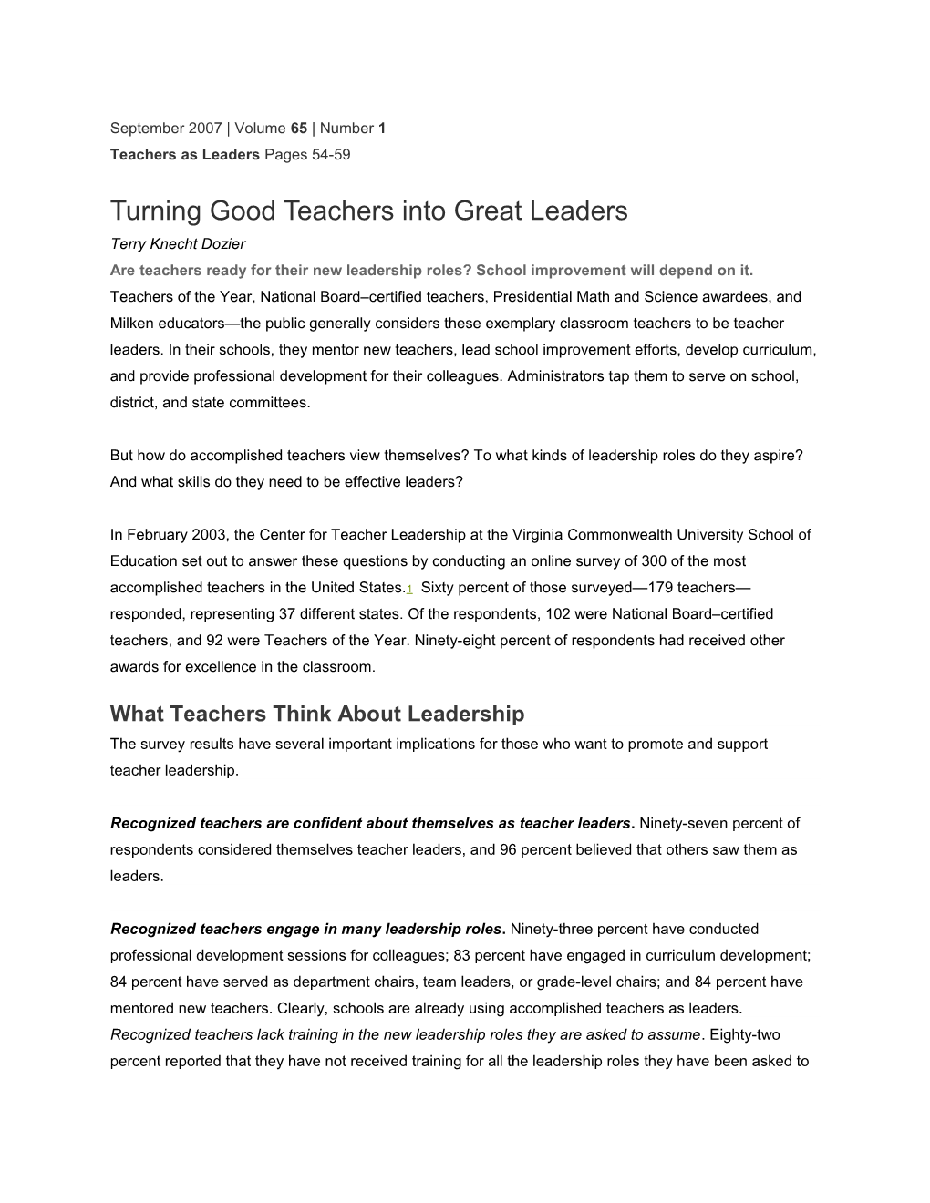 Turning Good Teachers Into Great Leaders
