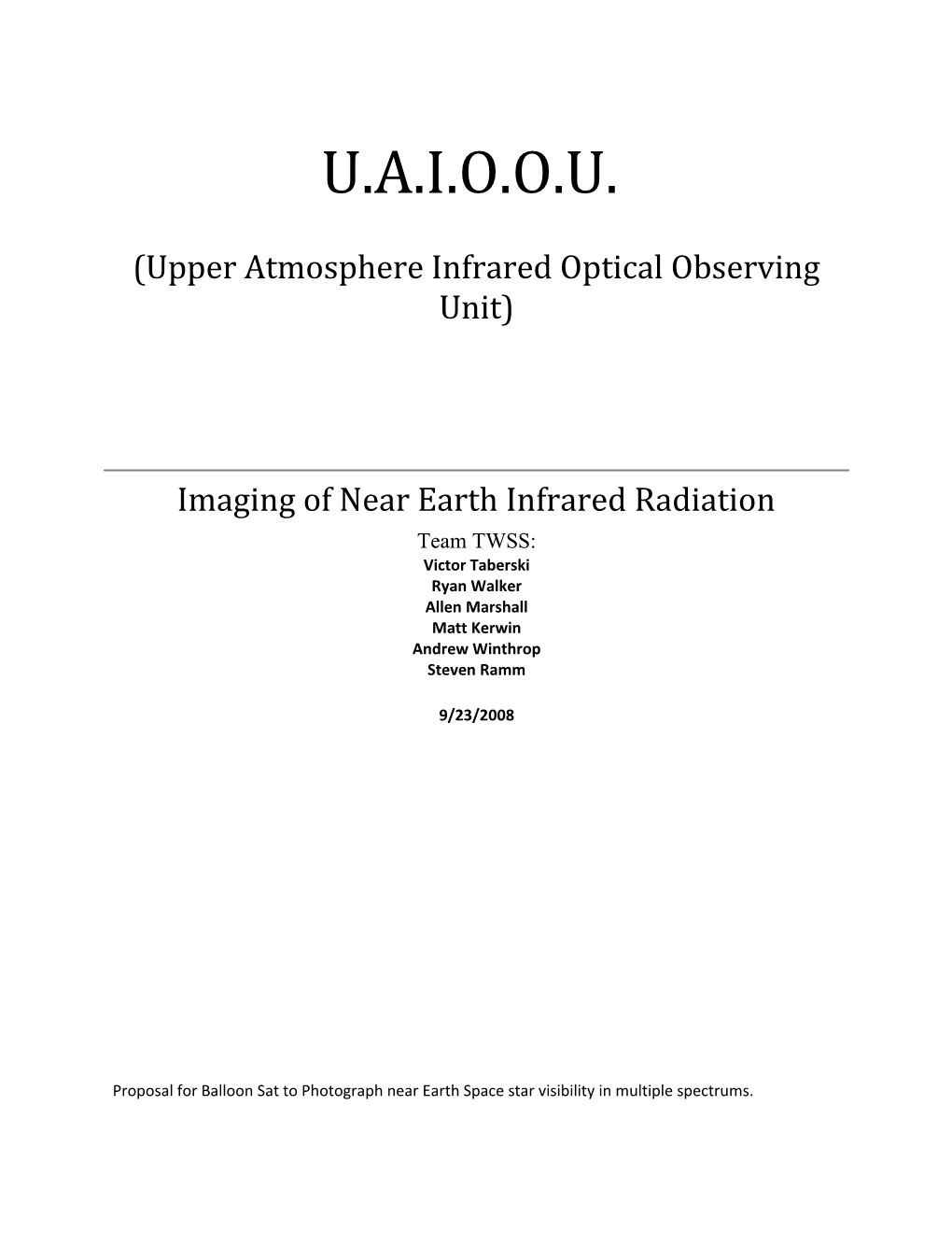 UAIOOU (Upper Atmosphere Infrared Optical Observing Unit)