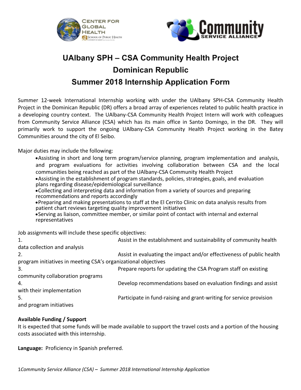Ualbany SPH CSA Community Health Project