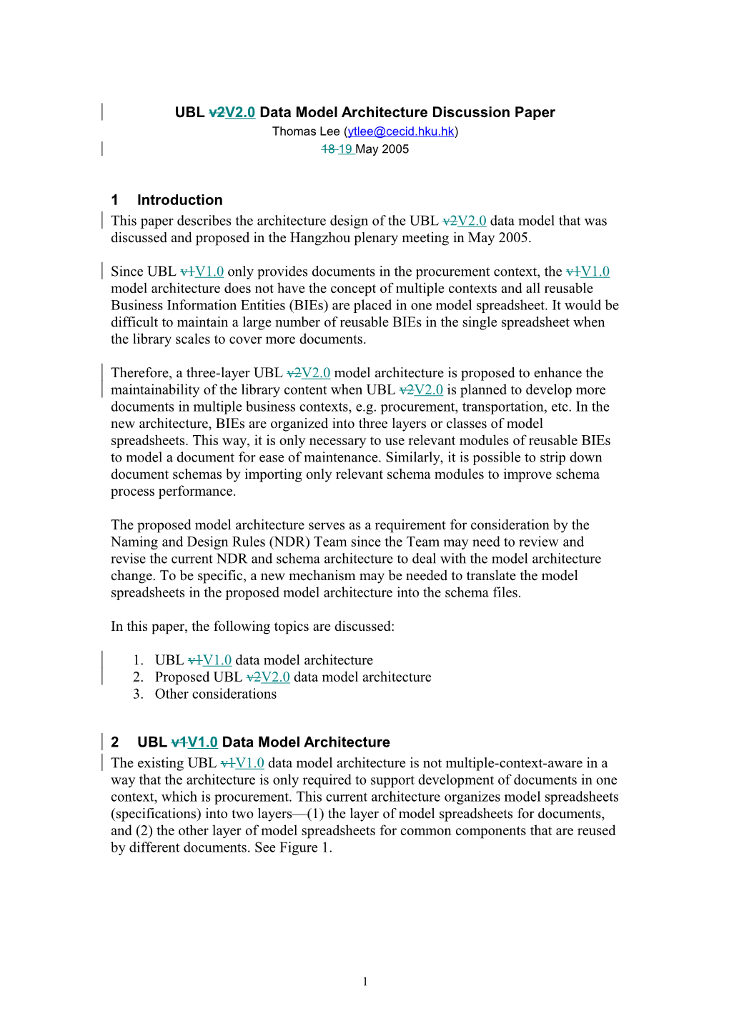 UBL V2v2.0 Data Model Architecture Discussion Paper