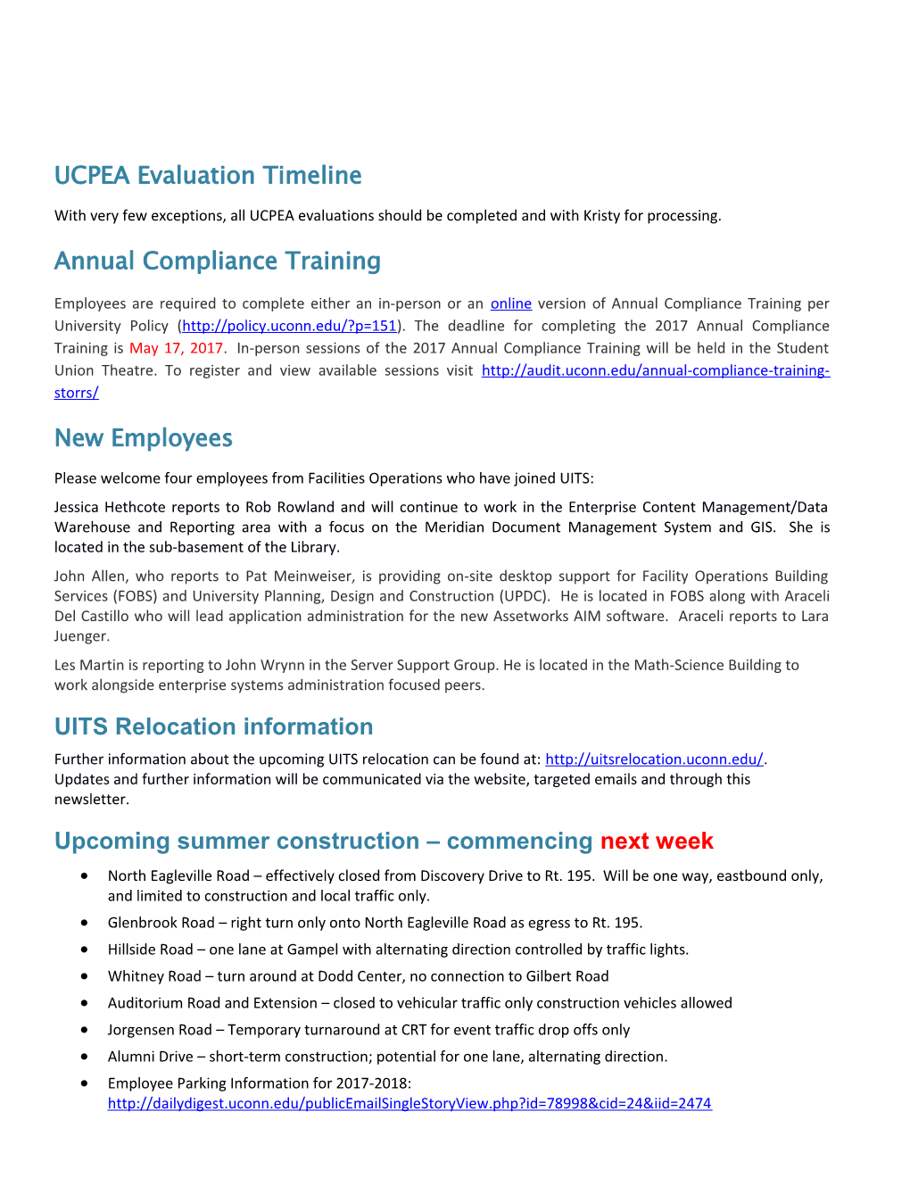 UCPEA Evaluation Timeline