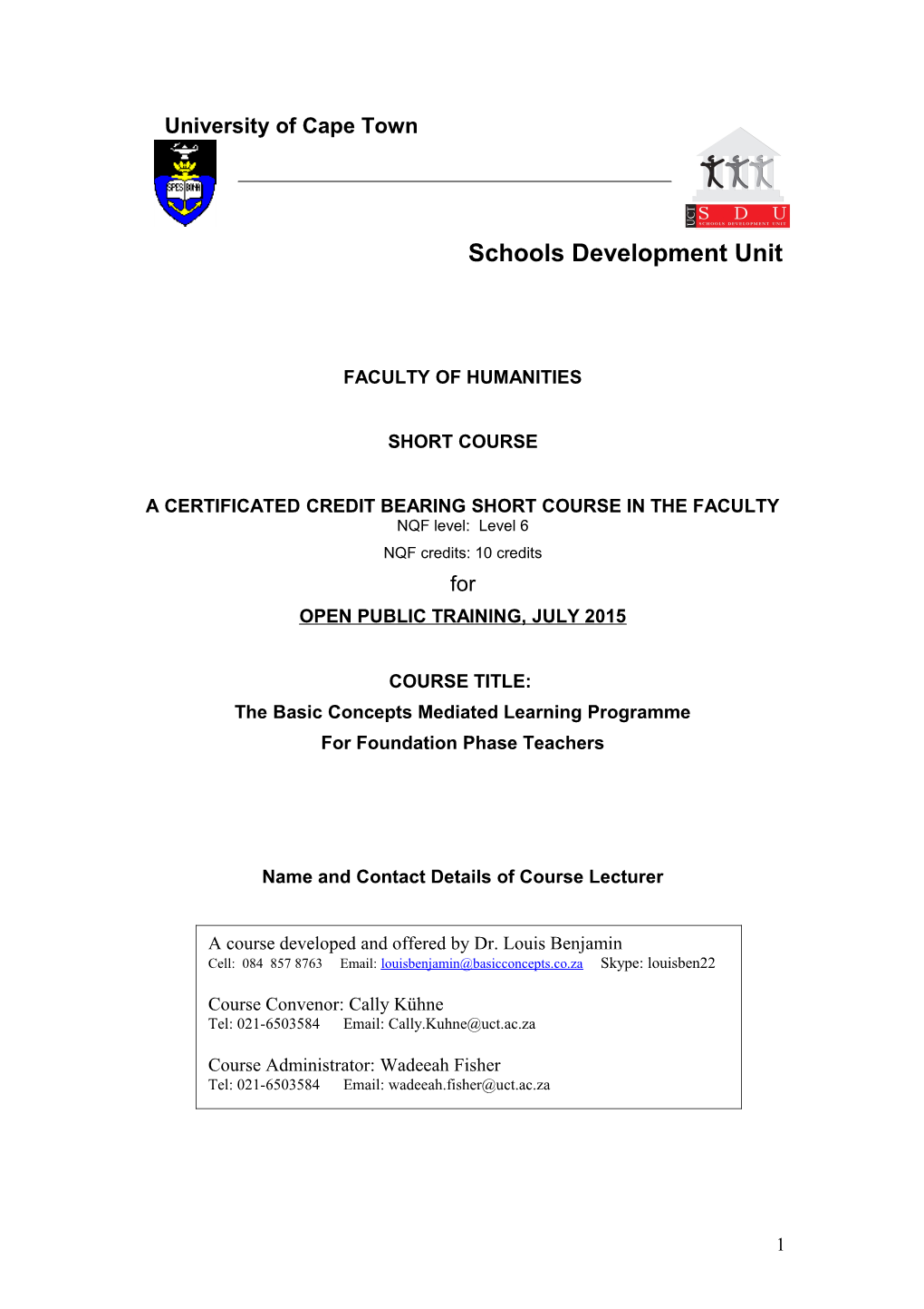 UCT Short Course