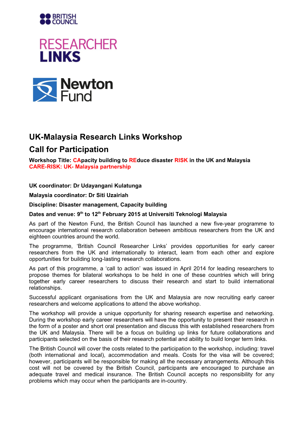 UK-Malaysia Research Links Workshop