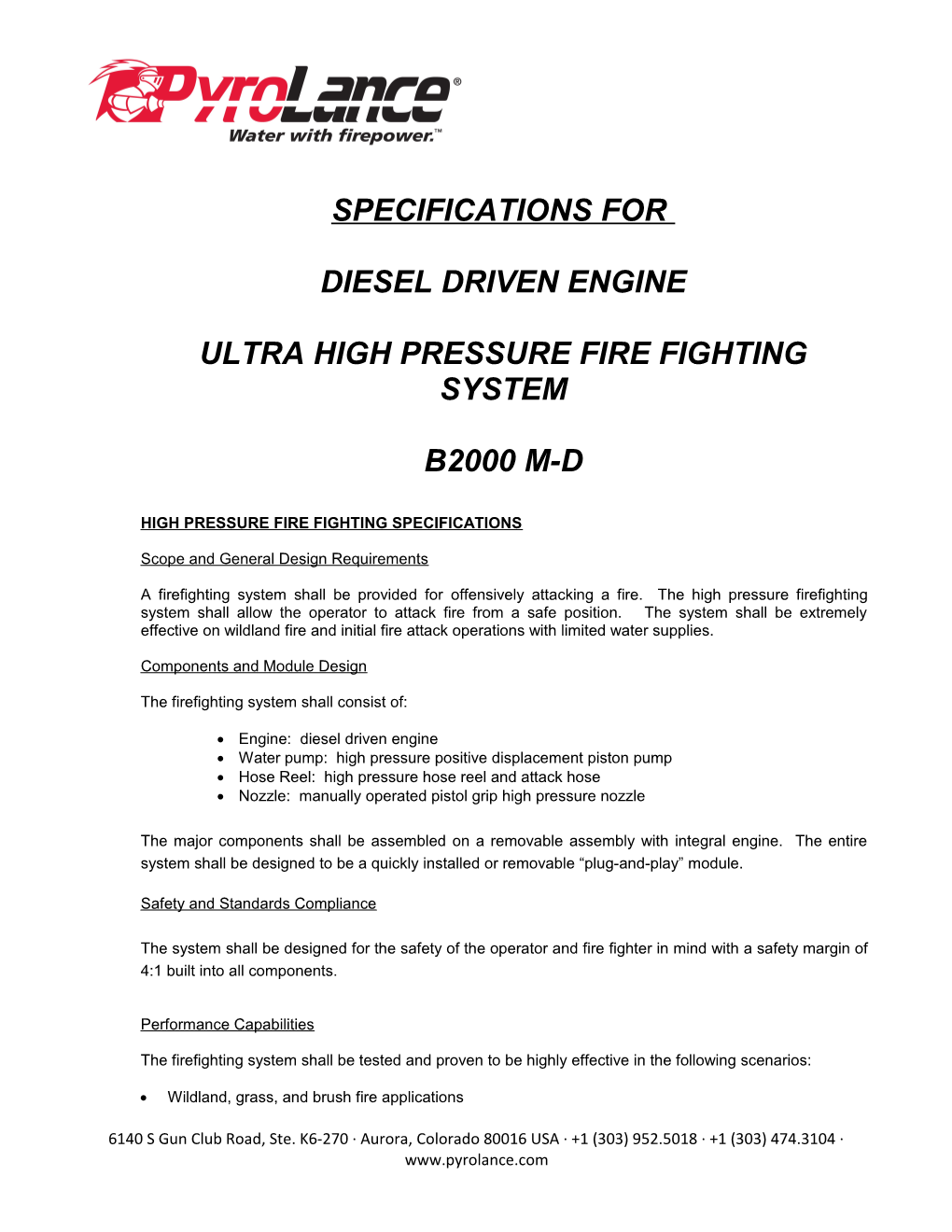 Ultra High Pressure Fire Fighting System