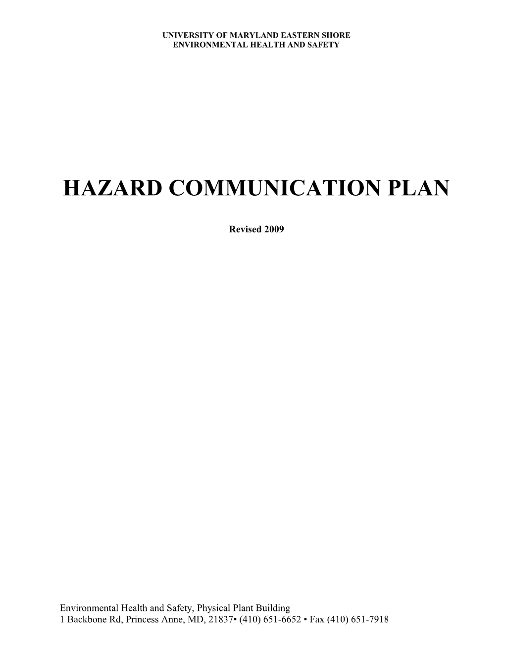 Umes Hazard Communication Program
